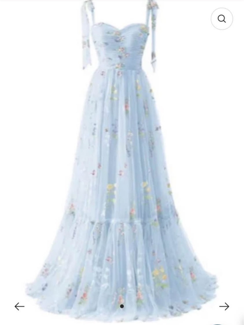 Strap Tie Sweetheart Light Blue Floral Tulle Wedding Dress
